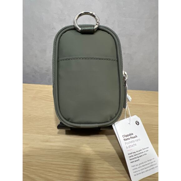 Lululemon Clippable Nano Pouch Gray Sage NWT keychain not included Sold Separate - Picture 6 of 8